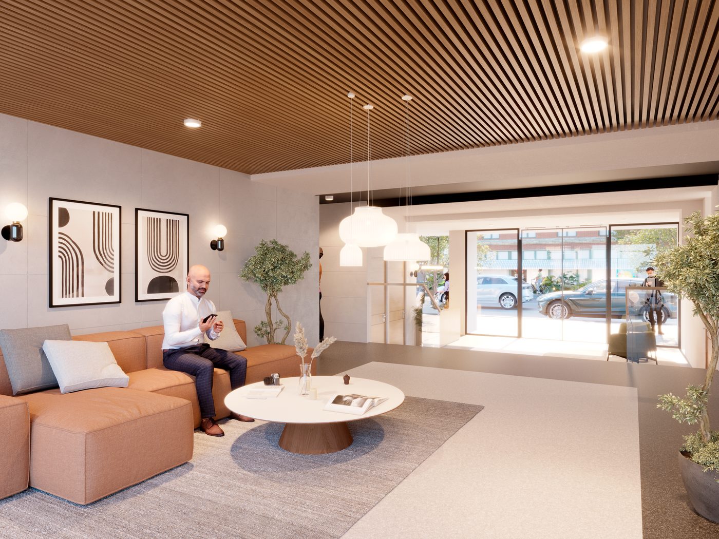 Claridge House lobby renovation rendering