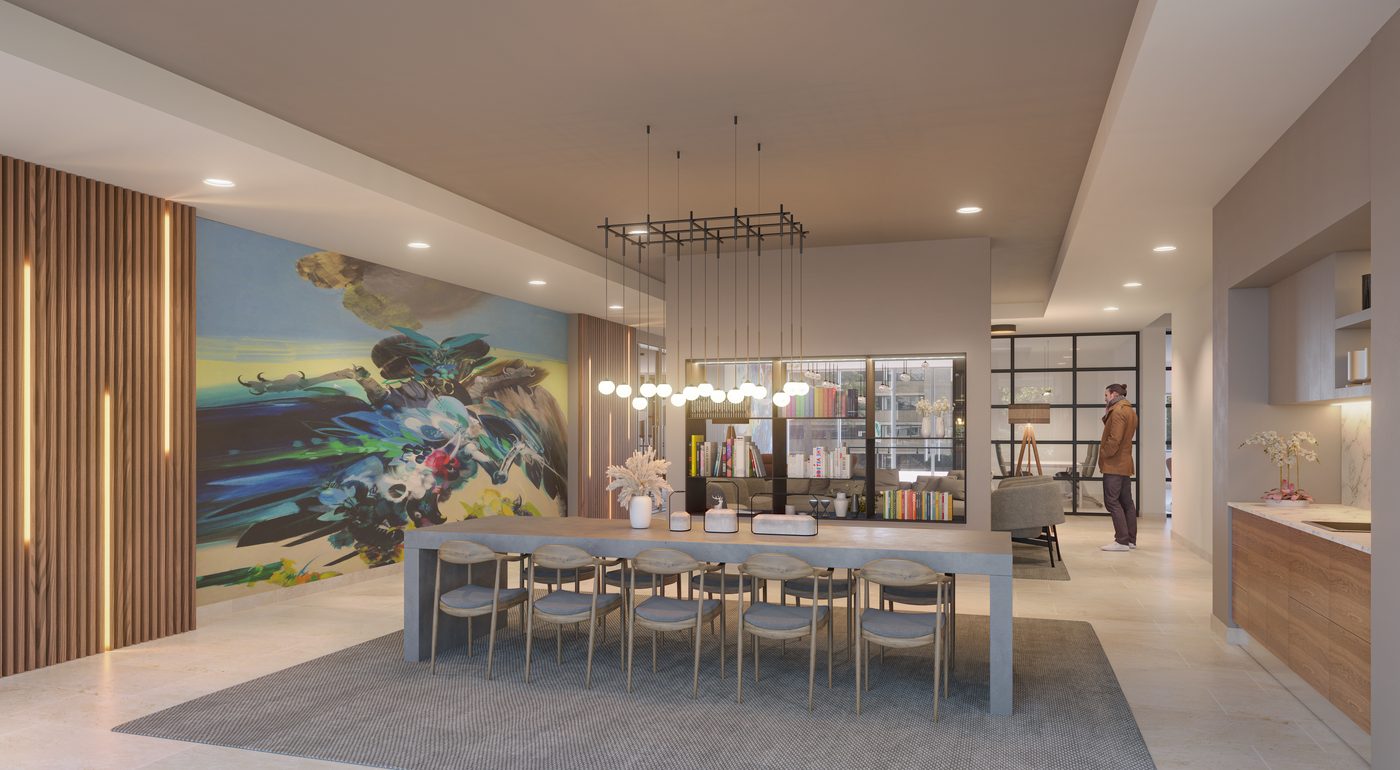 Lenox Club lounge rendering